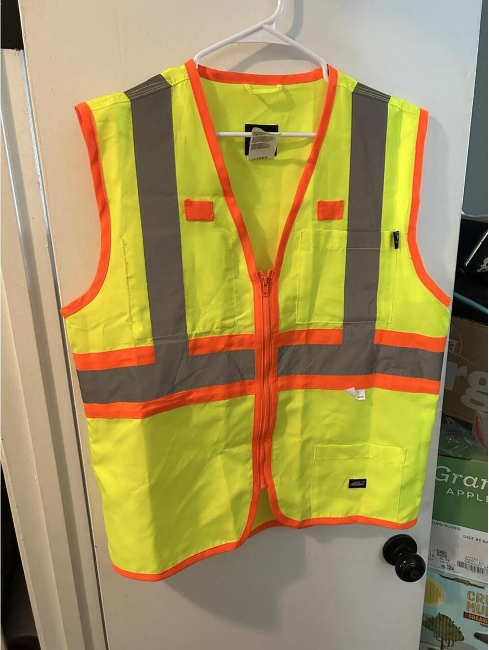Dickies yellow & orange safety vest with gray reflective stripes size M